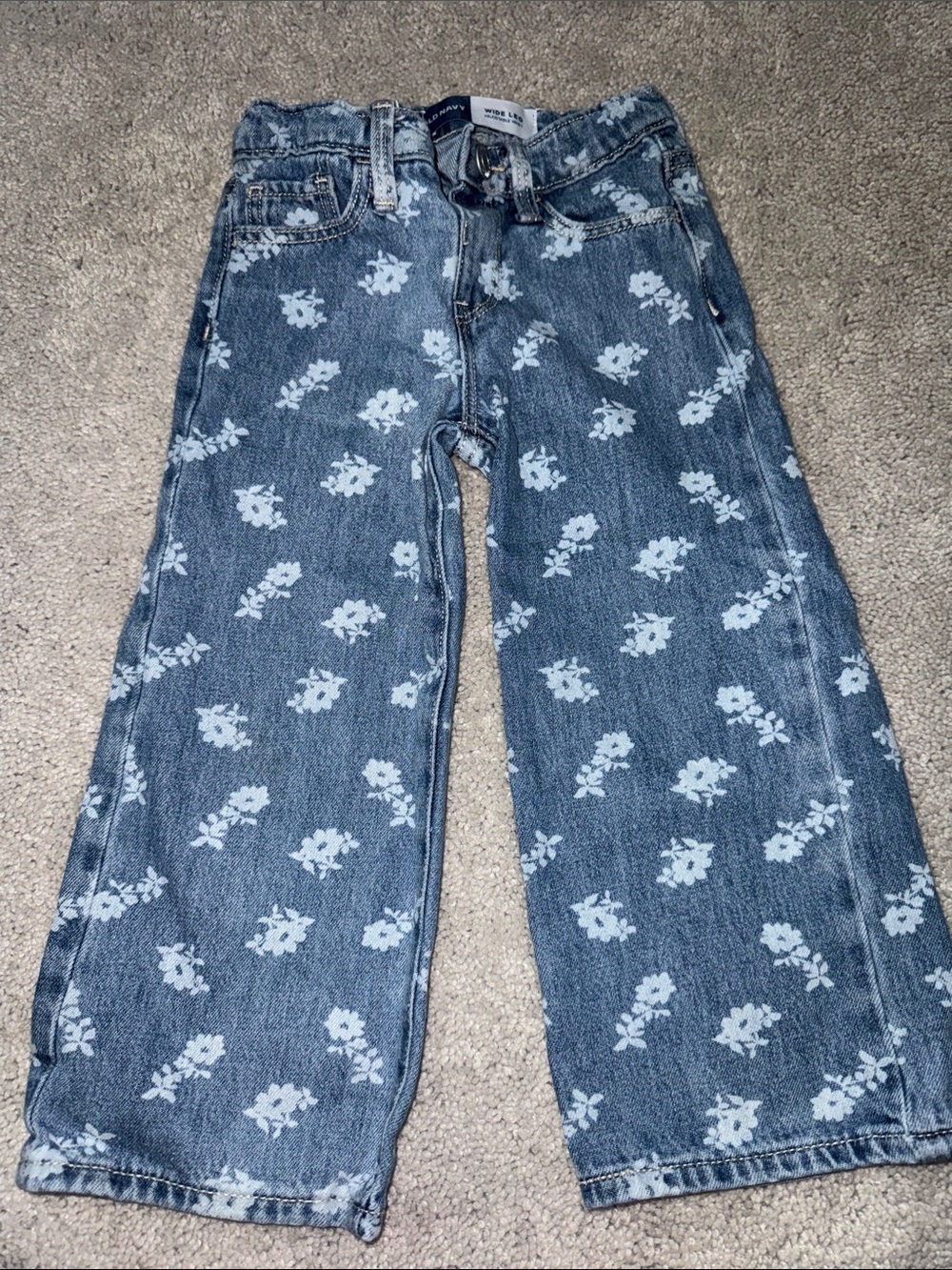 Old Navy Blue Denim Floral-Print Kids Jeans